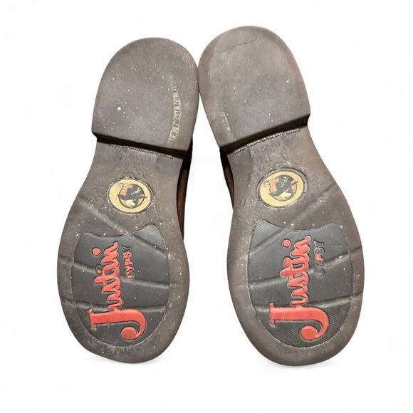 Justin Women’s Western Cowboy Boots Size 6.5 B Brown Leather Embroidered L9606 - Picture 7 of 8